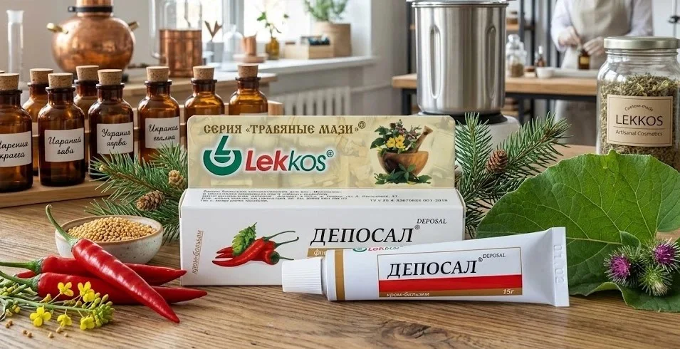 Крем-бальзам косметичний масажний зігріваючий для ніг «Депосал»